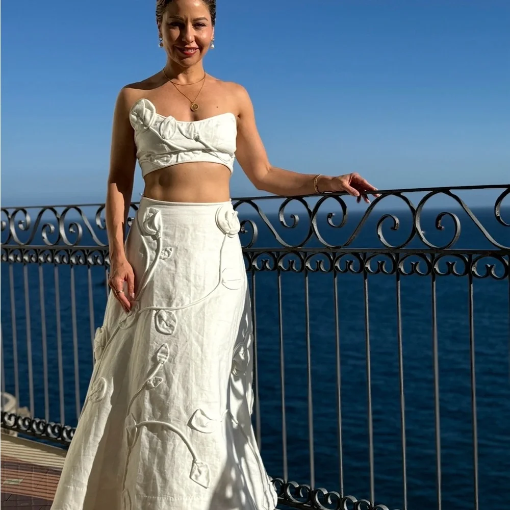Zimmermann matchmaker rose appliqué bra crop top and A-line skirt - Picture 2 of 3